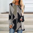 thumbnail image 2 of IROINID Deals Ladies Long Sleeve T Shirts Lounge Socket Geometry Printed Round-Neck Tops,Black, 2 of 5