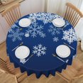thumbnail image 1 of Tablecloth Snowflake Blue Winter Christmas Round 60 x 60 Inch Table Cover Polyester Stain and Wrinkle Resistant Table Cloth for Kitchen Dining Coffee Party, 1 of 1