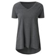 thumbnail image 3 of TIMIFIS T-Shirt à Manches Courtes à Col en V Imprimé Floral pour Femme, Tunique Décontractée Fluide Plissée, Hauts Blouse, 3 of 6