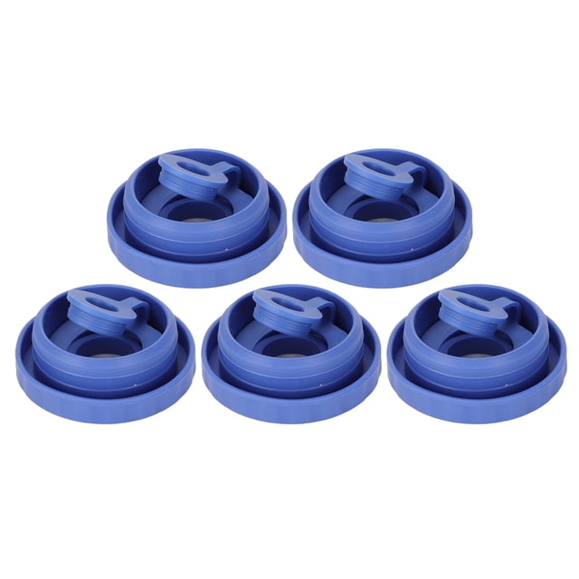 5 Pcs Bouchon de Pichet 5 Gallons Réutilisable de Rechange en Silicone Bouchon de Pichet d'Eau avec Trou pour Distributeurs d'Eau Type B. l'Image Montre Cinq Bouchons de Pichet en Silicone Bleus Conçus pour des Ouvertures de 55 mm, Convient aux Bouteilles d'Eau de 3 et 5 Gallons. Ces Bouchons Réutilisables Offrent une Conception Anti-Déversement et Étanche et Sont Fabriqués en Silicone imitation TPR de Qualité Alimentaire et Écologique. Chaque Bouchon Offre une Joint Hermétique pour Maintenir la Pureté et la Fraîcheur de l'Eau.