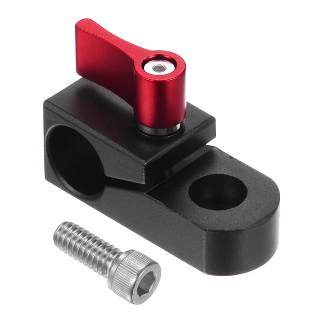 Unique Bargains 15mm Rod Clamp with 1/4'20 Thread Screw for Camera Support System Shoulder Rig Tripod DSLR Rail Black Red