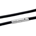 thumbnail image 4 of Collier pour Hommes Garçons Noir Rond en Similicuir avec Cordon et Cadenas en Acier Inoxydable Bijoux, 4 of 5