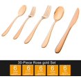 thumbnail image 2 of 30 Piece Silverware Set for 6, 30pcs Stainless Steel Flatware Set, Dinning Tableware Cutlery Set, Mirror Polished Utensils for Lunch Dinner, Include Knife Fork Spoon for Home (Rose Gold), 2 of 7