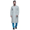 thumbnail image 1 of Atasi Kurta Pyjama de Designer pour Hommes Imprimé Style Angrakha Vêtements d'Été Décontractés, 1 of 5