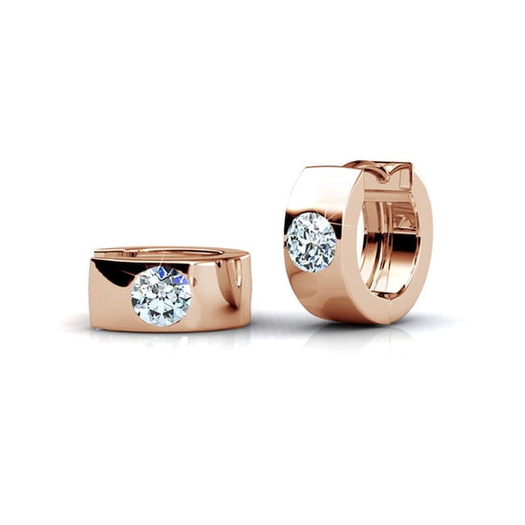 Cate & Chloe Alana 18k Rose Gold Plated 14mm Small Hoop Earrings with Swarovski Crystals