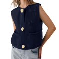 thumbnail image 1 of GPOECD Gilet Mode pour Femme en Crochet à Lacets avec Design Ajouré Bleu Marine,G, 1 of 5