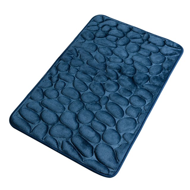Hi,Fancy Embossed Bath Mat Quick-Drying Solid Color Shower Absorbent Bathroom Rug Large Kitchen Washroom Door Bathmat Kids Safety Dark Blue 40x60cm