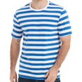 thumbnail image 1 of LEFU Chemises Décontractées Homme Manches Courtes Rayé Bleu Blanc Polyester T-Shirt Été Vacances Voyage Chandail de Base Col Rond (2TG), 1 of 9