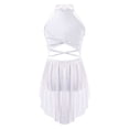 thumbnail image 3 of TiaoBug Robe de Danse Lyrique pour Filles Jupe Haute-Basse Irrégulière à Sequins Col Halter Robe Justaucorps de Patinage Blanc 14, 3 of 6