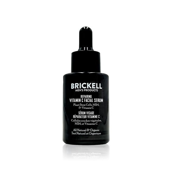 Brickell Men's Anti Aging Vitamin C Serum For Face, Repairing Night Facial Serum for Men, Natural and Organic Hyaluronic Acid Serum For Face to Diminish Wrinkles and Red