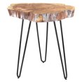 thumbnail image 1 of Table d'appoint moderne rustique en bois massif et fer – naturel, 1 of 7