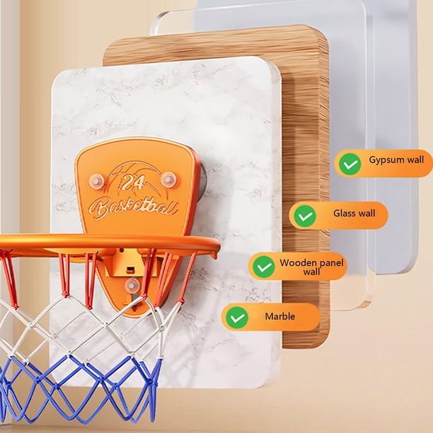 JazRvr Mini Panier De Basket 6 Pièces – Ventouse Puissante, 5 Ballons Doux – Jeu Intérieur Coordination Œil-Main – Dès 3 Ans