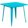 thumbnail image 1 of 31.5'' Square Crystal Teal-Blue Metal Indoor-Outdoor Table, 1 of 3