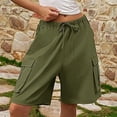 thumbnail image 4 of Timegard Cargo Shorts for Women Elastic High Waisted Drawstring Athletic Walking Shorts with Multi-pockets, 4 of 6