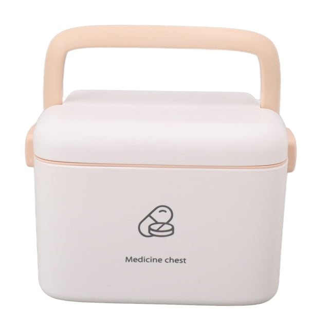 Medicine Box, Thickened PP First Aid Safe Medication Storage Box Container with Removable Tray & Portable Handle, Family Emergency Medicine Kit Case Organizer