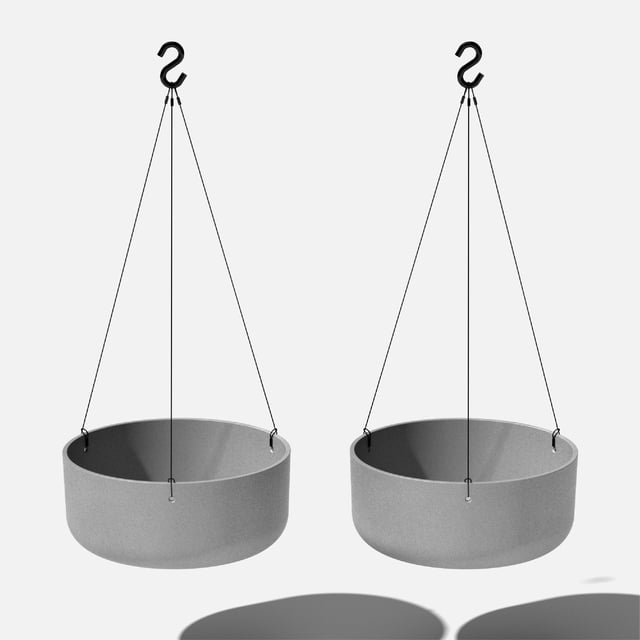 Veradek Pure Series Hanging Kona Bowl 14" Planter 2 Pack Grey