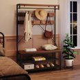 thumbnail image 3 of Garvee Industrial 3-Tier Hall Tree with Bench, 39.9" Coat Rack & Shoe Storage for Entryway, Hallway, Living Room, 3 of 5