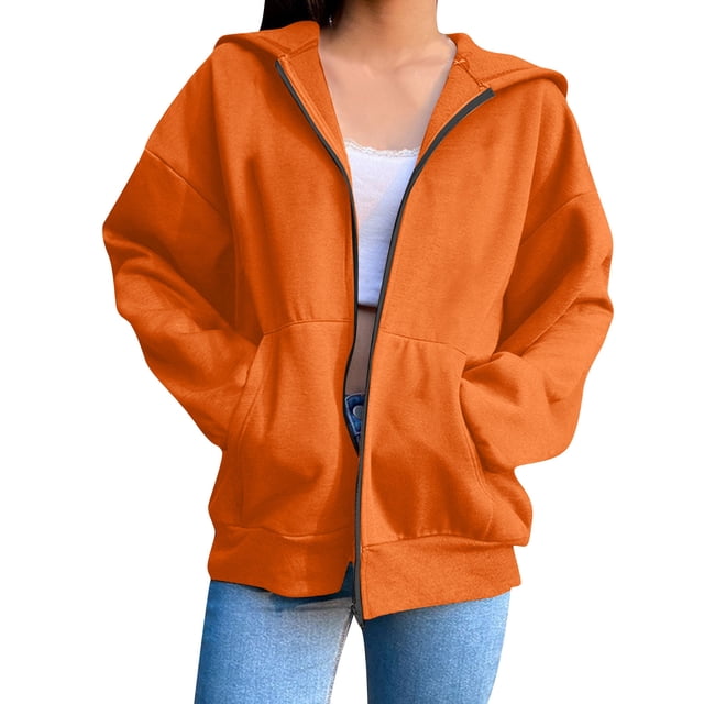 MeetoTime Sweat à Capuche Zippé Doublé Polaire pour Femmes Veste Décontractée à Manches Longues avec Poches