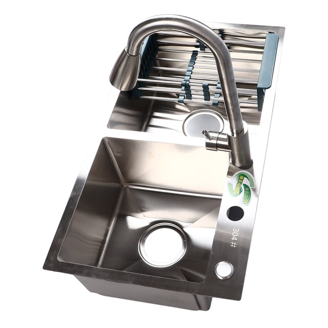 Trousse d'Évier de Cuisine, Trousse d'Évier de Cuisine à 3 Trous à Déposer pour la Maison avec Conception d'Évier double en Acier Inoxydable, Idéale pour les Projets de Rénovation de Cuisine. Comprend un Robinet Coulissant, un Panier d'Égouttage et un Distributeur. les dimensions Extérieures Sont d'Environ 75x40x20 cm, et la Taille de l'Ouverture Est de 72x37x20 cm. Comprend des Accessoires d'Installation, des Tuyaux d'Entrée d'Eau, une Bille Gravité et du Ruban Adhésif pour l'Installation à Déposer