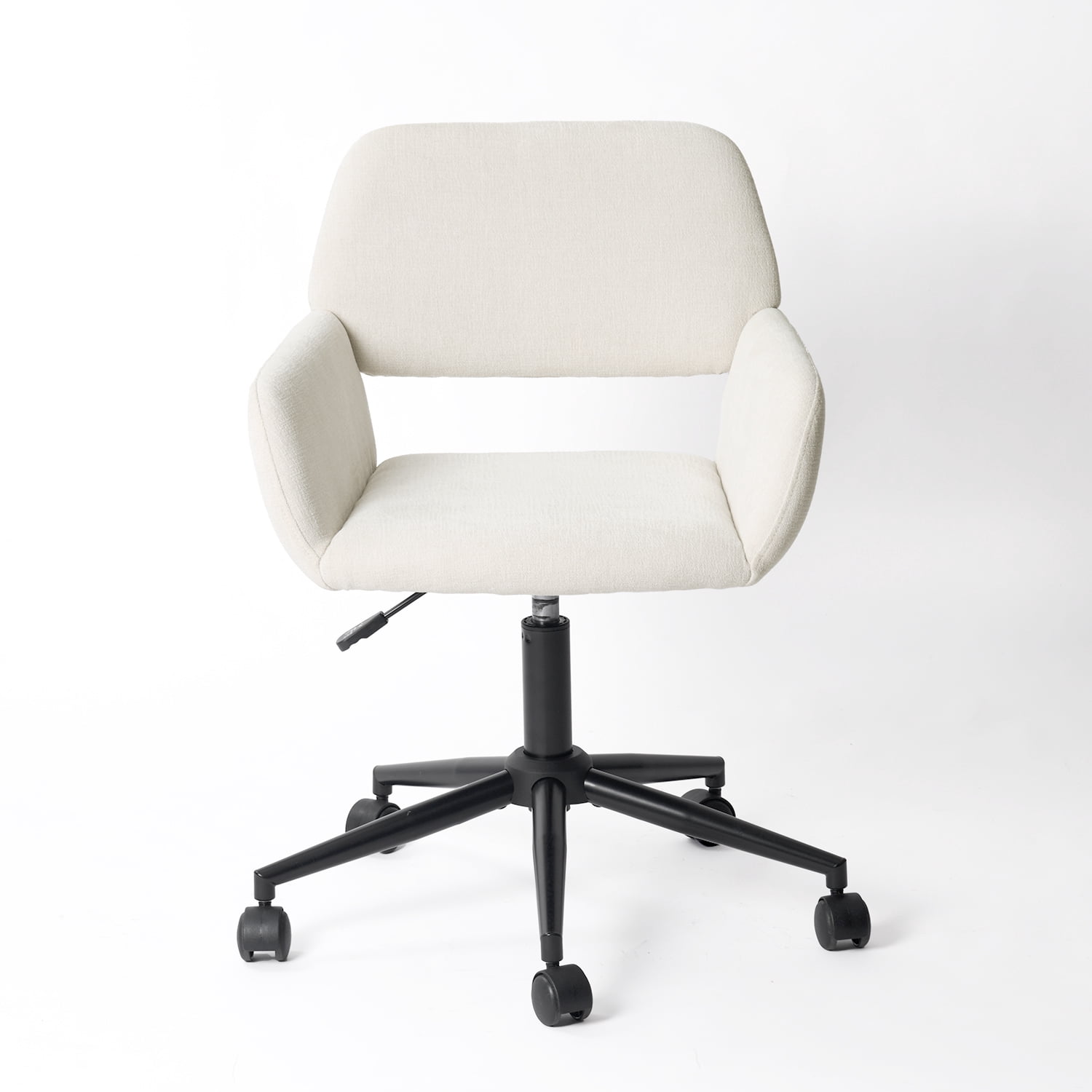 Fauteuil d'appoint pivotant et réglable Homy Casa moderne avec pieds croisés, ergonomique et rotatif à 360 degrés, rembourré, en chenille beige