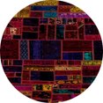 thumbnail image 1 of Ahgly Company Tapis d'Intérieur Ronds Abstraits Rouge Brun Patchwork, 4 Pieds Rond, 1 of 6