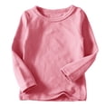 thumbnail image 1 of DPTALR Toddler Kids Boys Girls Shirts Solid Color Round Neck Long Sleeve Top, 1 of 5