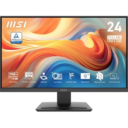 Msi Pro Mp243L E14 24-Inch Ips 1920 X 1080 (Fhd) Gaming Office Monitor 144Hz Adaptive-Synch Hdr Ready Hdmi Vga Port Vesa Mountable Tilt 4-Side Slim Bezel 1Ms Black