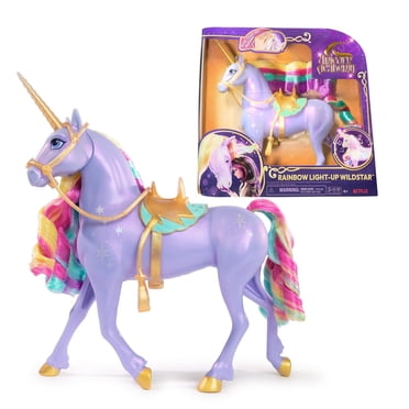 Unicorn Academy, Interactive Rainbow Light-up Wildstar Unicorn, jouet licorne interactif Wildstar avec effets lumineux arc-en-ciel, sonores et musicaux, poupées et jouets licornes pour filles à partir