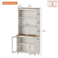 thumbnail image 2 of WAMPAT 5-Tier Bookshelf, 72" Tall Bookcase with Glass Doors, Farmhouse Display Shelf, Adjustable Shelves, Storage Cabinet, Wood Bookshelves for Living Room, Kitchen, Library, White&Oak, 2 of 7