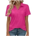 thumbnail image 2 of Ailaofu T-Shirts à Manches Courtes à Col en V pour Femmes, Hauts d'Été à Col, T-Shirts Décontractés Amples, 2 of 7