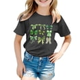thumbnail image 4 of T-shirts Filles Été Col Rond Manches Courtes Nœud Imprimé Coupe Décontractée Basiques Hauts Filles Noir 10-11 Ans, 4 of 4