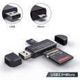 thumbnail image 2 of Adaptateur Micro USB OTG vers USB 2.0 Lecteur de Carte SD/Micro SD Mâle avec USB standard T6C8, 2 of 6