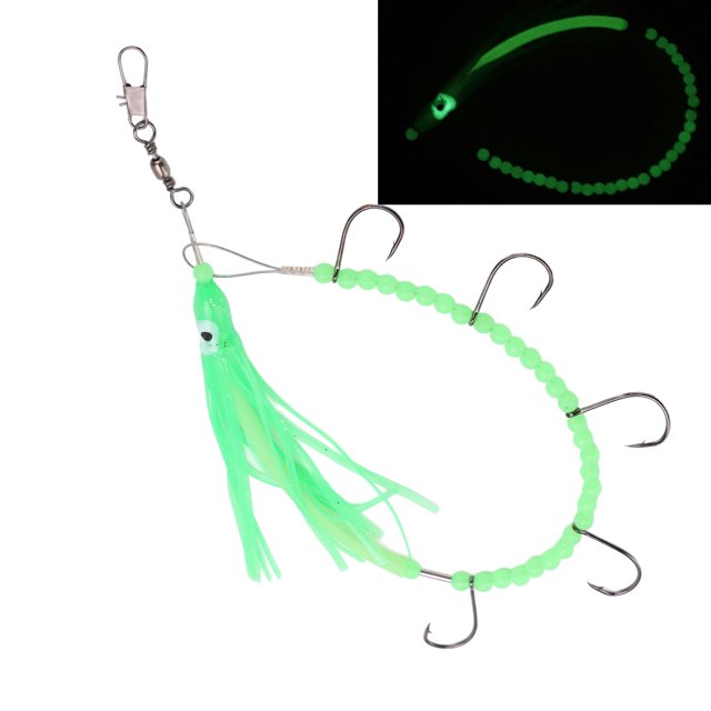 Fil 350mm Simulation Pieuvre Calmar Émerillons Hameçons à Corde avec Fil d'Acier 360 Rotatif Hameçon pour Poisson Artificiel Accessoires
