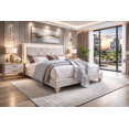 thumbnail image 2 of K-Living Bash Fog Colored Linen Fabric Queen Bed with LED Light, Box Spring Not Required., 2 of 6