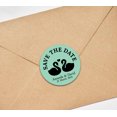 thumbnail image 3 of Darling Souvenir Round 45 Pcs Loving Swans Save The Date Stickers Personalized Bride Groom Names And Date Envelope Seals - Mint, 3 of 4