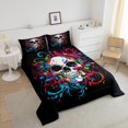 thumbnail image 4 of Erosebridal Hippie Skull Skeleton Bedding Comforter Set, Happy Halloween Down Comforter, Reversible 2 Pieces, 4 of 8