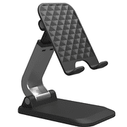 Cell Phone Stand, Fully Adjustable Angle Height for Desktop, Foldable Phone Holder Compatible with Samsung, Google, Apple - Color Black