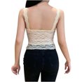 thumbnail image 4 of LSLJS Débardeurs à Bretelles Spaghetti pour Femmes Mode Femmes Camisoles Ajourées à Col Rond Gilet Dames Uni Ajusté Court Hauts, 4 of 9
