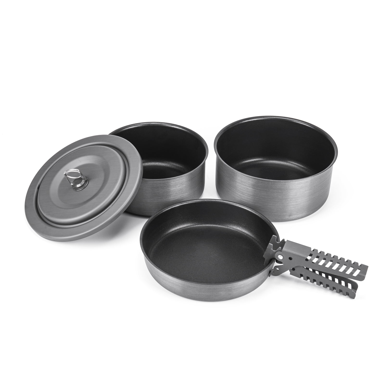 5 PCS Hard Anodized Aluminum Alloy Pots Pans Set Solid Cookware Set Fry Pans with Gripper Cooking Utensils