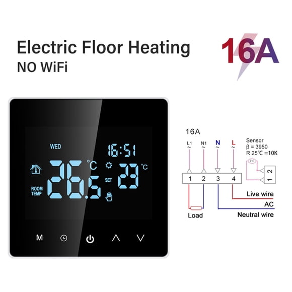 Smart Wifi Thermostat Electric Floor Heating Water/Gas Boiler LCD Digital Touch Temperature Control Wireless ,Easily DIY