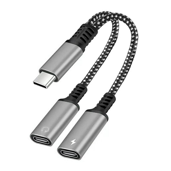 2 IN 1 USB C Type C Splitter to Dual Type USB C Headphone Jack Audio Adapter