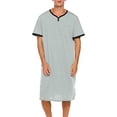thumbnail image 1 of Chemise de Nuit Texturée en Coton pour Hommes, Robe de Nuit à Manches Courtes, Longue Robe, Blouse à Col en V, Haut de Pyjama, Coupe Ample et Décontractée, Confort, Chemise de Nuit Décontractée avec Poches, 1 of 6