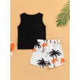 thumbnail image 4 of Honganda Boy Breeches Suit Letter Glasses Vest Tops + Tree Printed Soft Shorts, 4 of 8