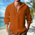 thumbnail image 3 of Chemise à Manches Longues pour Homme, Décontractée, Unie, Cardigan de Vacances, Chemises à Capuche, Hauts, 3 of 5