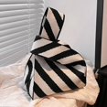 thumbnail image 4 of Striped Lady Top-handle Bags Fashion Knit Wrist Tote Portable for Work (Style 7), 4 of 7