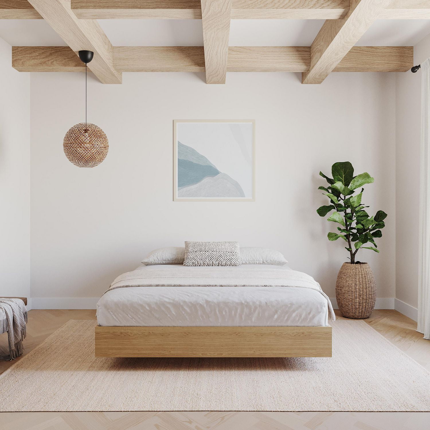 Lit plateforme Nordik de Nexera, fini Érable naturel