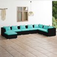 thumbnail image 1 of vidaXL 8 Piece Garden Lounge Set with Cushions Poly Rattan Black, 1 of 5