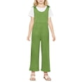 thumbnail image 2 of MIASHUI Combinaisons pour Fille Été Sans Manches Salopettes Enfants Col Rond Pantalons Longs Barboteuses, Vert, 7-8 Ans, 2 of 5