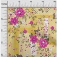 thumbnail image 2 of oneOone Rayon Yellow Fabric Asian Floral With Geometrical Texture Craft Projects Decor Fabric Printed By The Yard 56 Inch Wide, 2 of 4
