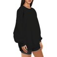 thumbnail image 3 of ORUYROP Chandails en Molleton Surdimensionnés pour Femmes Manches Longues Col Rond Chandail Décontracté Ample Couleur Unie Polaire Tops Pulls, 3 of 7